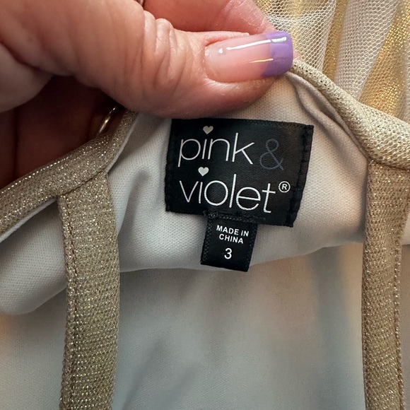 PINK & VIOLET Girls Glitter Knit Gold Ombré Dress sz 3 - Picture 4 of 8